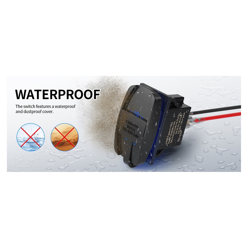 Tools Qc - USB-Wippschalter, 12 V, wasserdicht, USB C