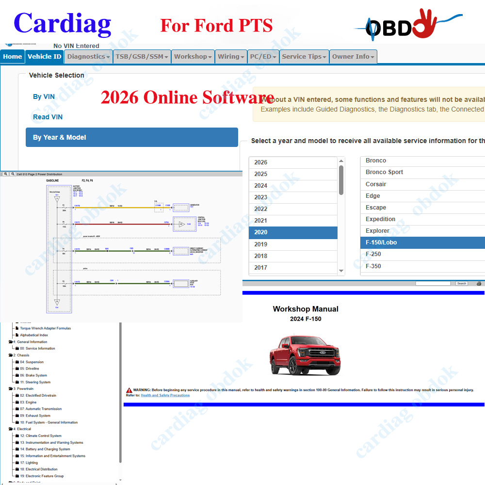 Workshop Tools Online - 2026 Ford PTS Online-Software: Professionelles Kfz-Daten-Handbuch