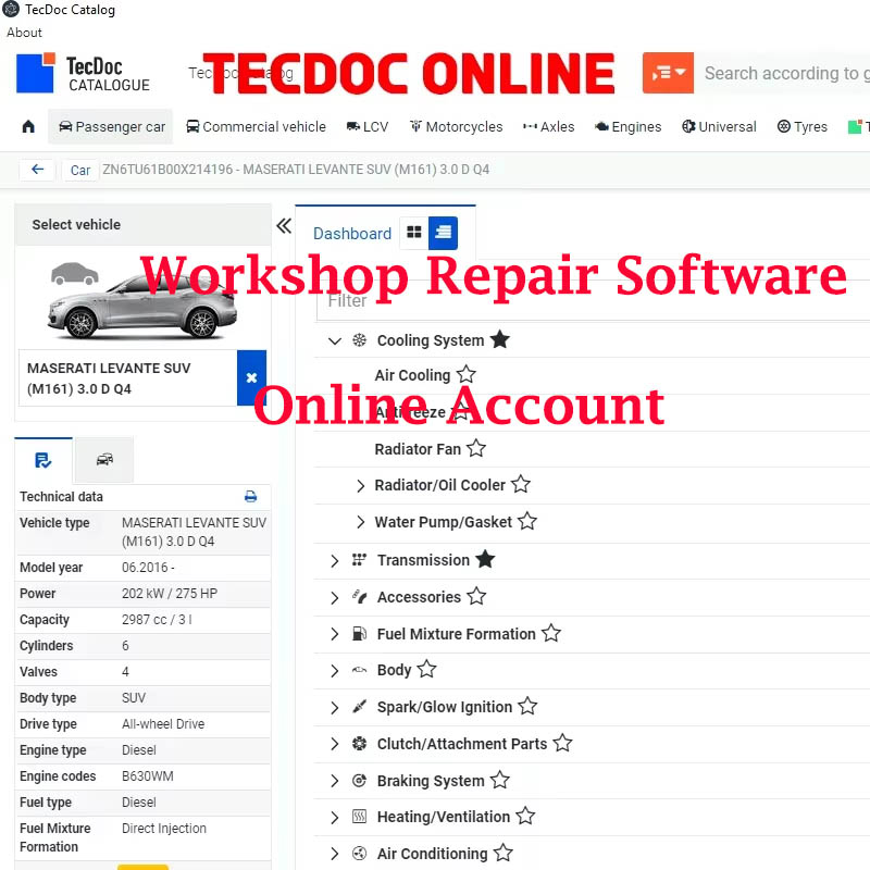 Workshop Tools Online - 2026 Online-Konto für Werkstatt-Reparatursoftware für Aut0-data