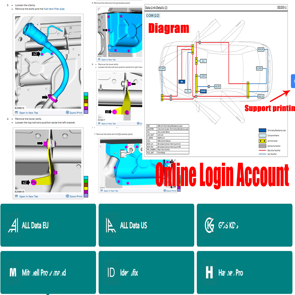 Workshop Tools Online - 2026 Alldata US EU Online Login-Konto
