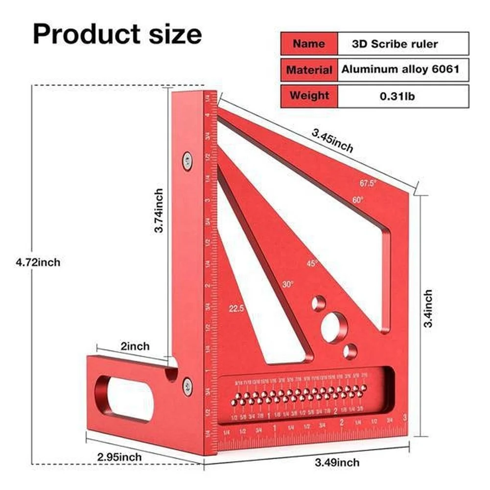 Roter 3D-Multifunktions-Winkel – Marking Tools In Workshop Bewertung und Preis